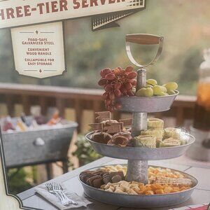 Galvanized steel 3-tier food server